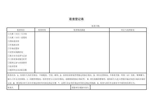 物业管理—夜查登记表