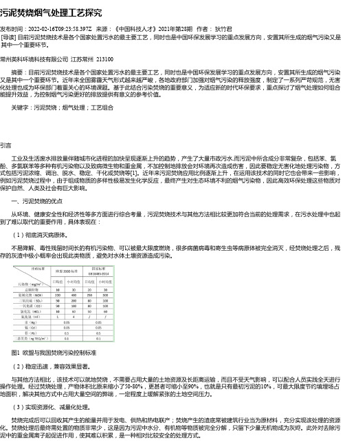 污泥焚烧烟气处理工艺探究