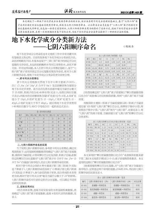 地下水化学成分分类新方法——七阴六阳顺序命名