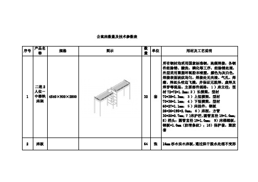 公寓床数量及技术参数表