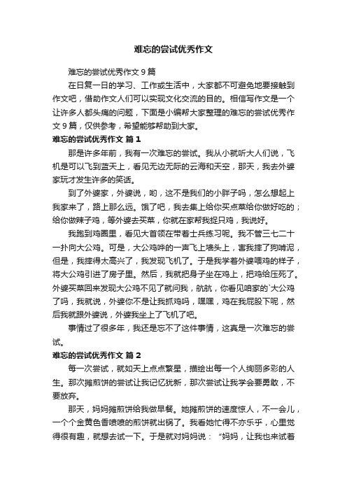 难忘的尝试优秀作文