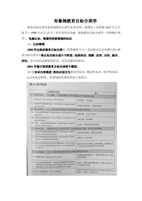 布鲁姆教学目标分类的具体应用