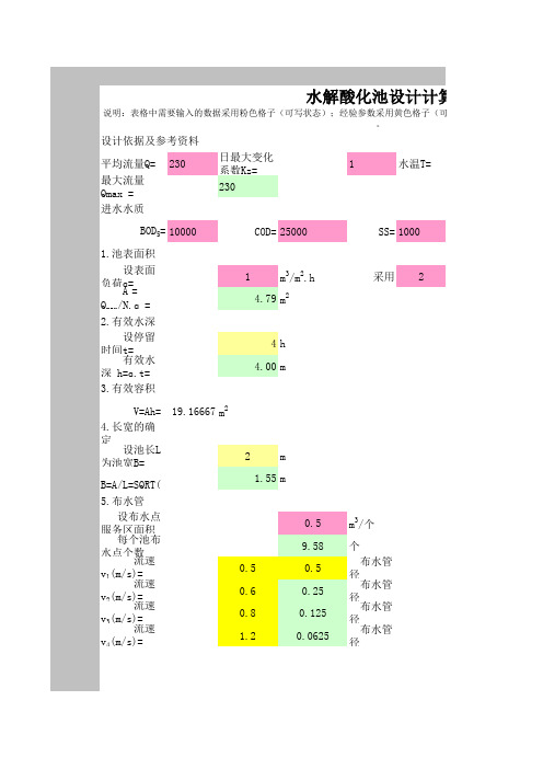 水解酸化池计算