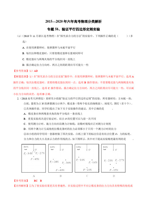 专题58 验证平行四边形定则实验(解析版)