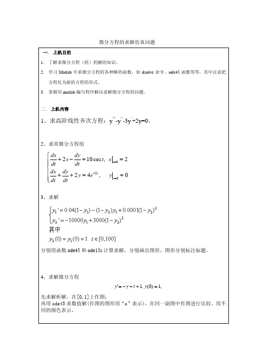 微分方程(组)的解析解和数值解