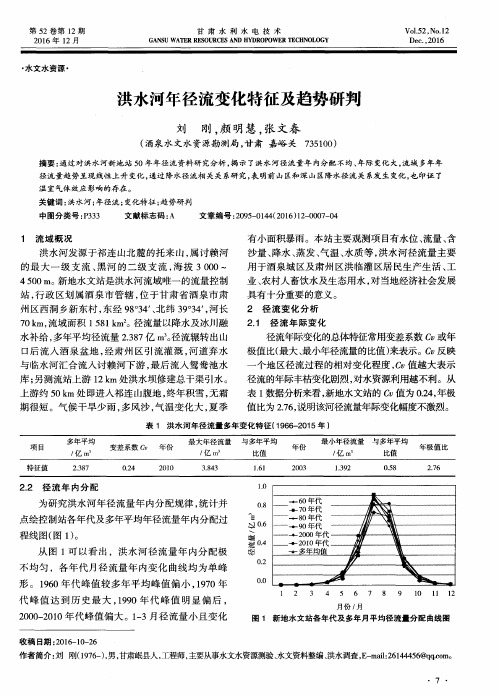 洪水河年径流变化特征及趋势研判