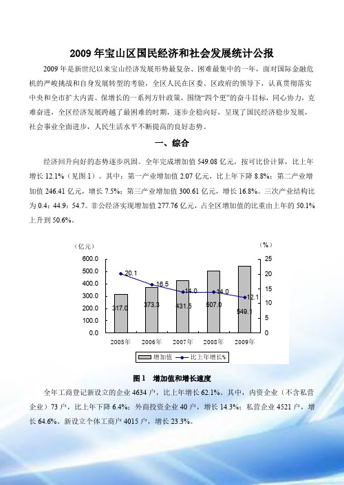 2009学年宝山区国民经济和社会发展统计公报