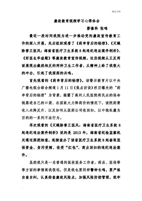 廉政教育视频学习心得体会