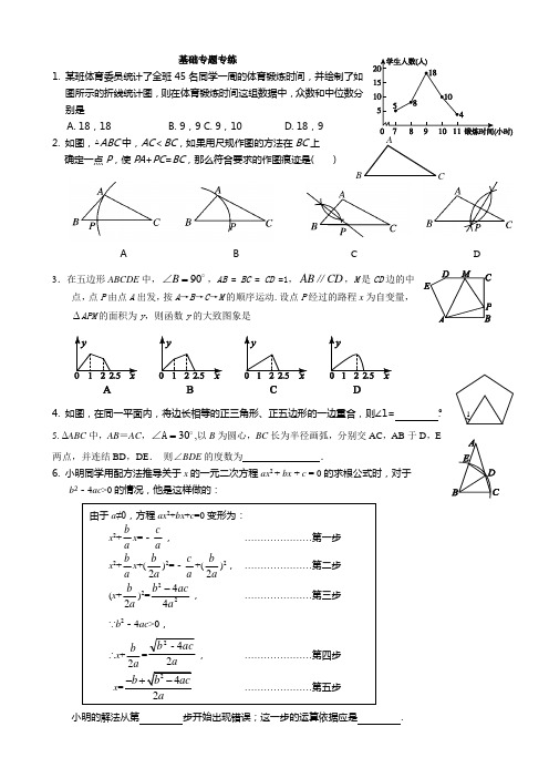 2016年北京中考数学一模   基础专题专练