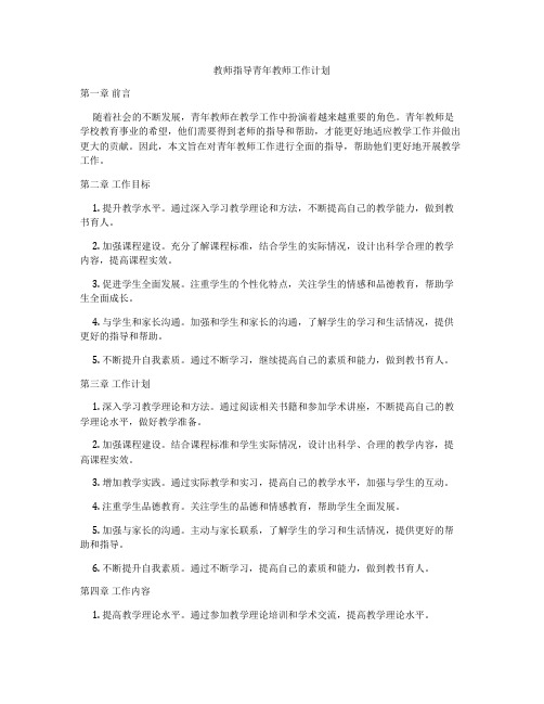 教师指导青年教师工作计划