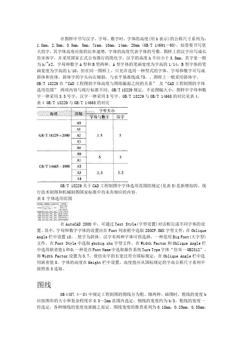 CAD字体大小和标注要求