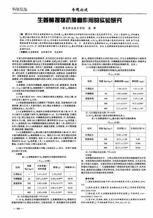 生姜醇提物抗肿瘤作用的实验研究