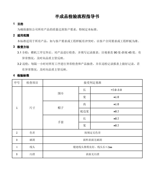 半成品检验流程指导书,半成品检查方法,关成品检验标准