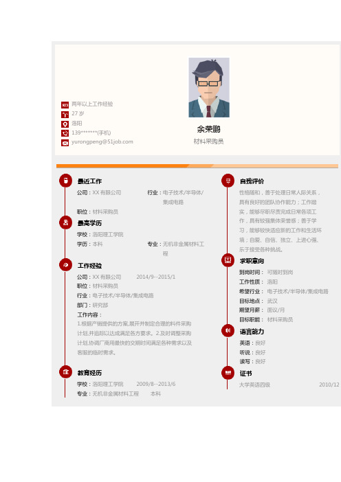 材料采购员求职个人简历求职简历大学生优秀简历模板