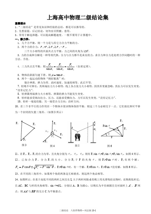 高中物理二级结论(超全)