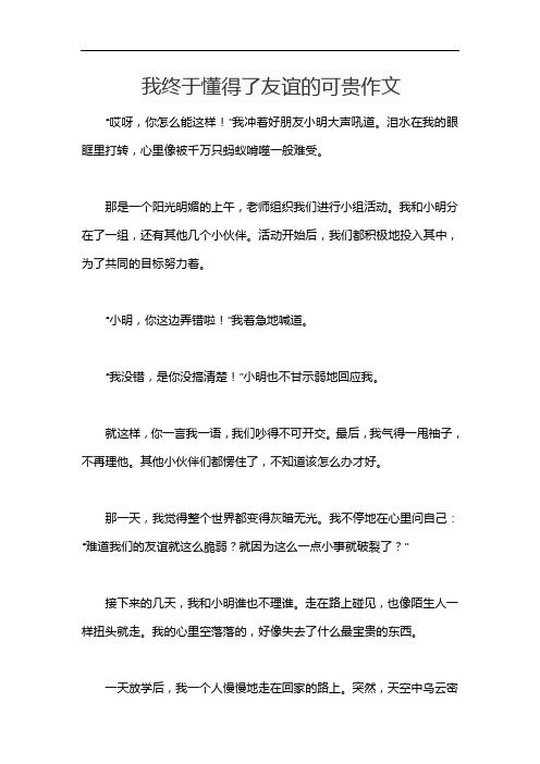 我终于懂得了友谊的可贵作文