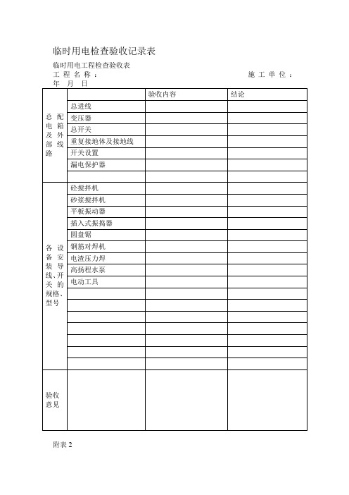 临时用电检查验收记录表