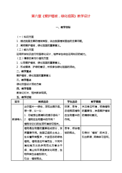 七年级生物上册第六章 爱护植被,绿化祖国教案