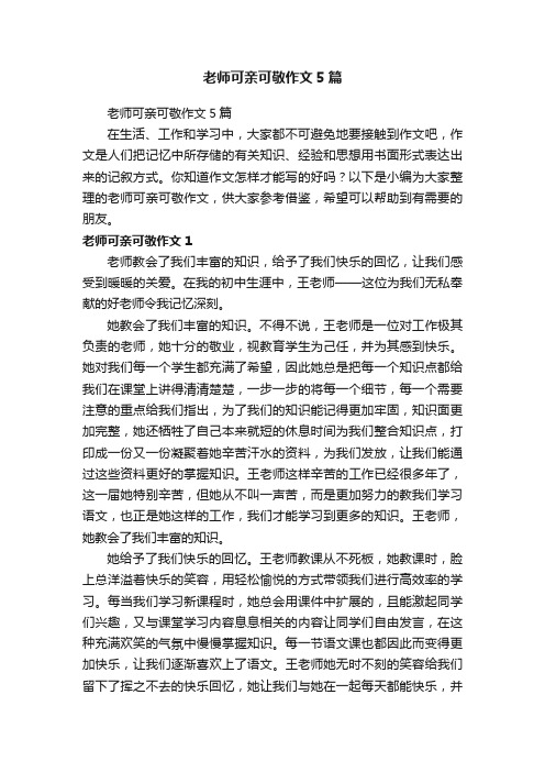 老师可亲可敬作文5篇