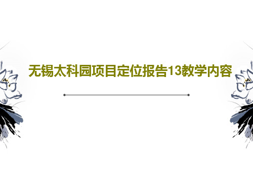 无锡太科园项目定位报告13教学内容共134页