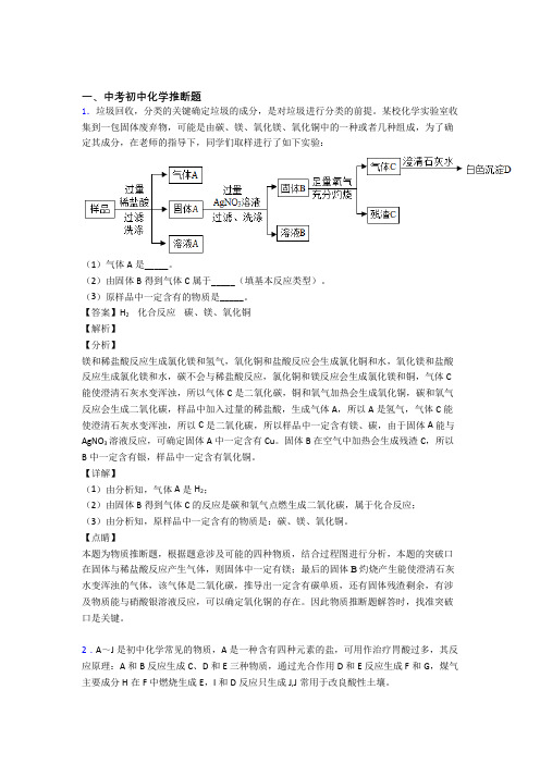 南京精选中考化学易错题专题复习推断题