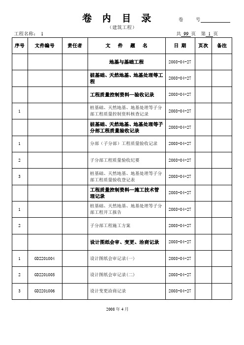 卷内目录(广州档案馆)