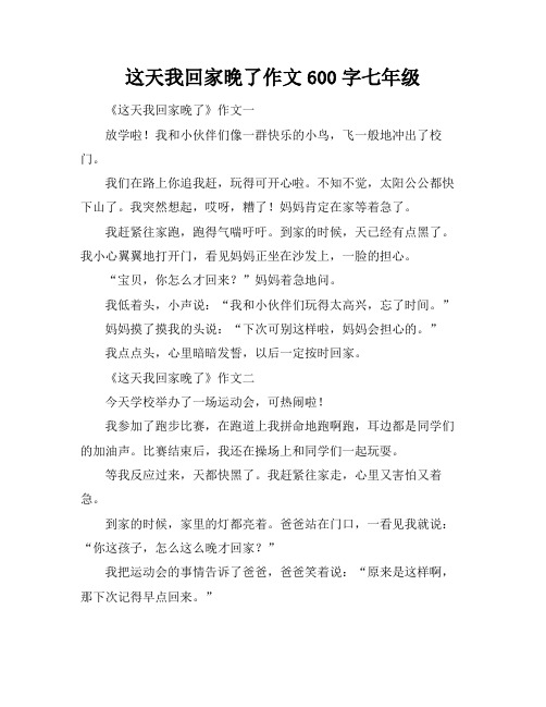 这天我回家晚了作文600字七年级