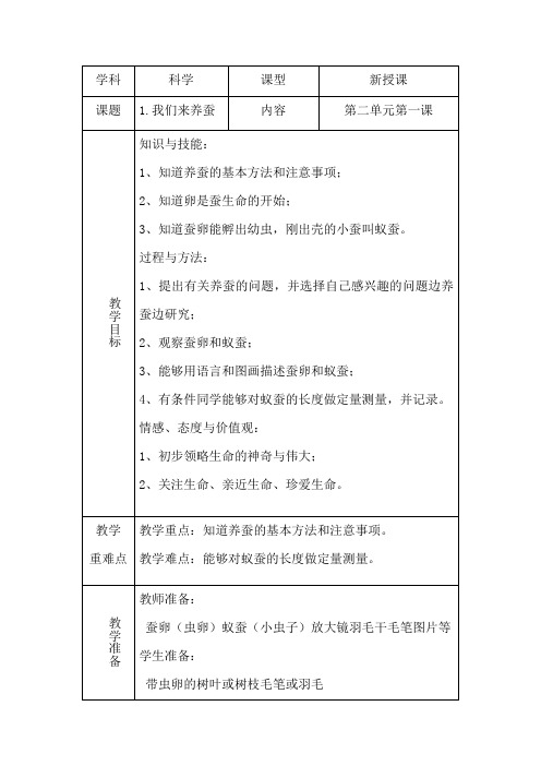 四年级下册科学第二单元备课