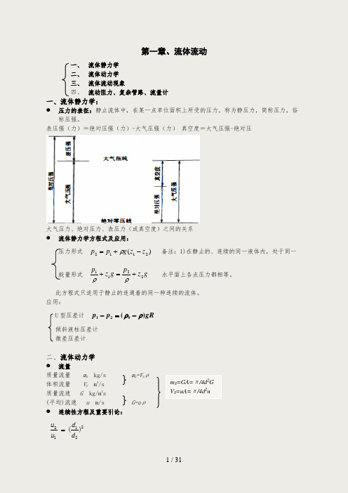 化工原理知识点总结复习重点(完美版)