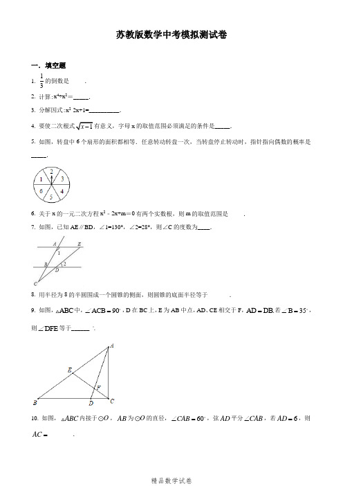 精品苏教版中考预测卷《数学试题》含答案解析