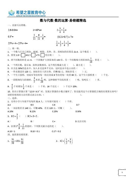 数与代数-数的运算-易错题精选