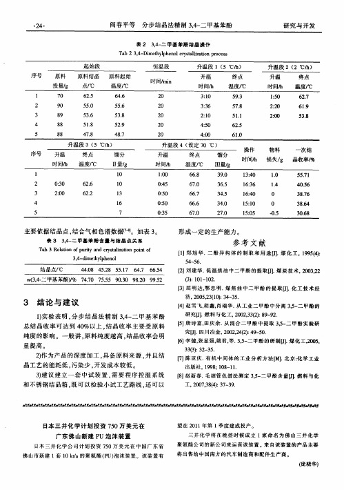 日本三井化学计划投资750万美元在广东佛山新建PU泡沫装置