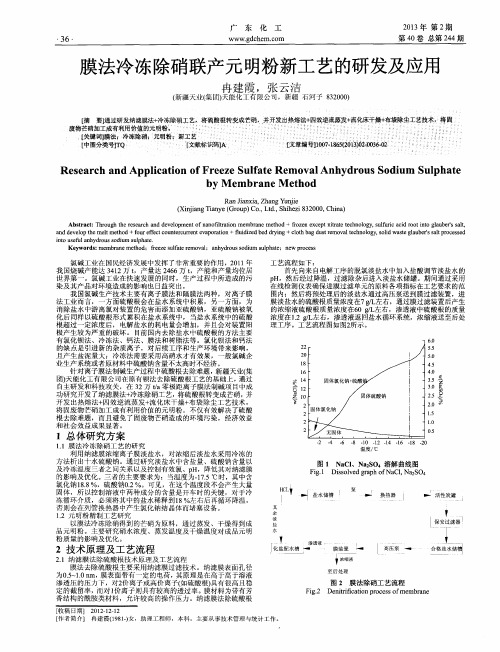 膜法冷冻除硝联产元明粉新工艺的研发及应用