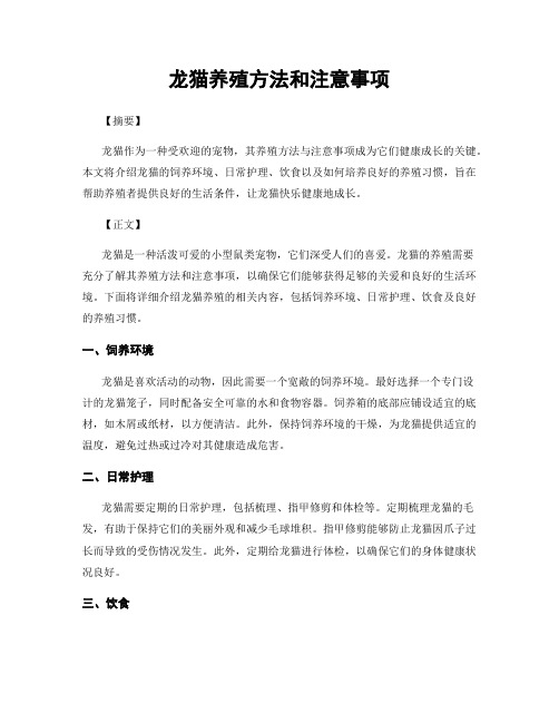 龙猫养殖方法和注意事项