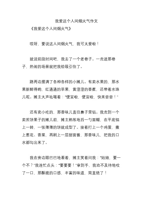 我爱这个人间烟火气作文