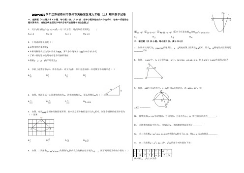 2020-2021学年江苏省泰州市泰兴市黄桥东区域九年级(上)期末数学试卷含解析