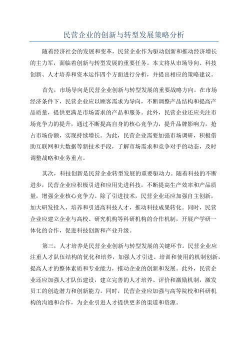 民营企业的创新与转型发展策略分析