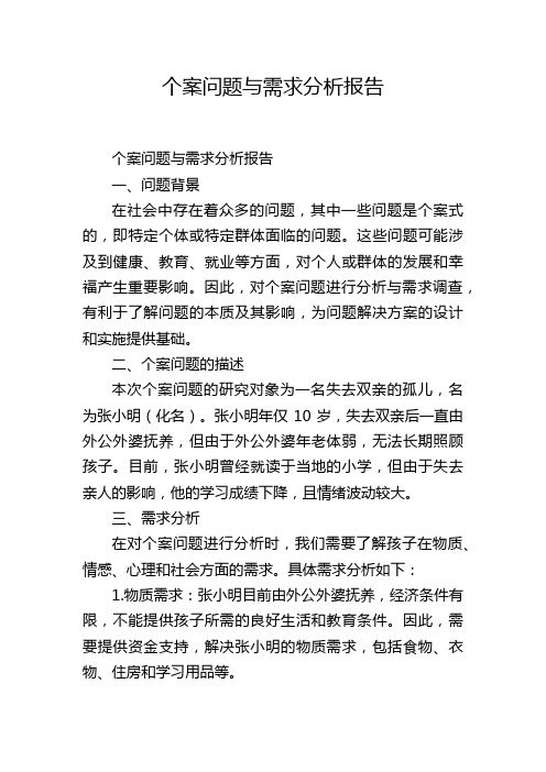 个案问题与需求分析报告