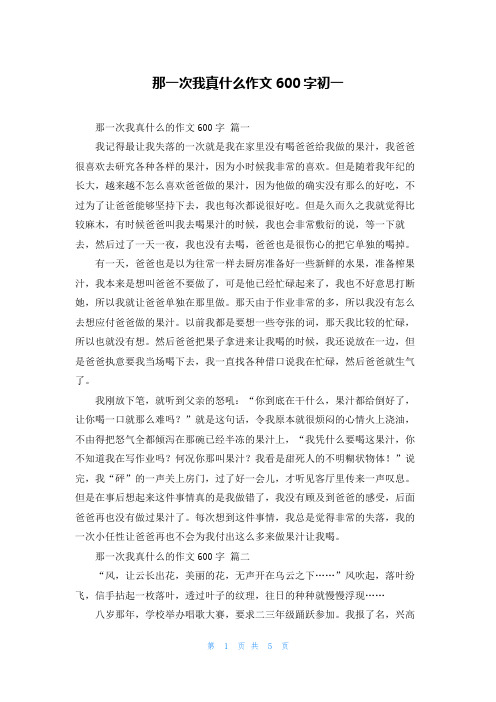 那一次我真什么作文600字初一