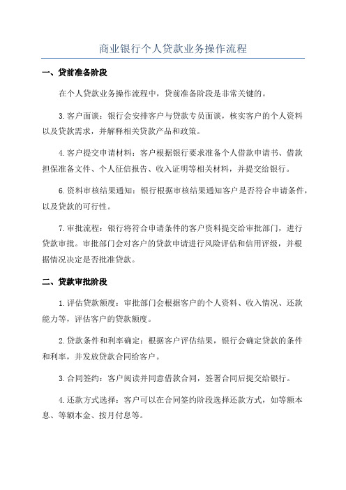 商业银行个人贷款业务操作流程