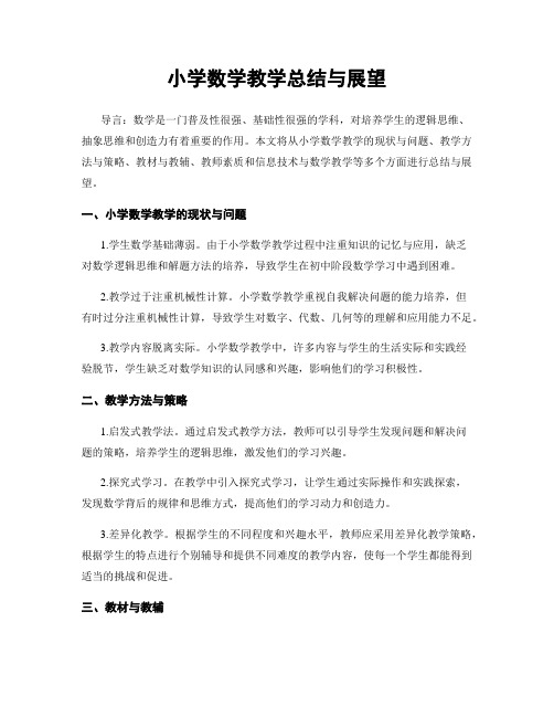 小学数学教学总结与展望