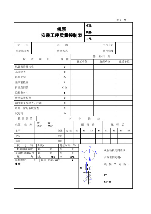 化工设备安装交工资料表格