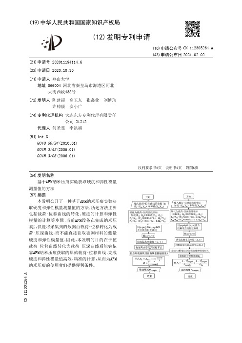 基于AFM纳米压痕实验获取硬度和弹性模量测量值的方法[发明专利]