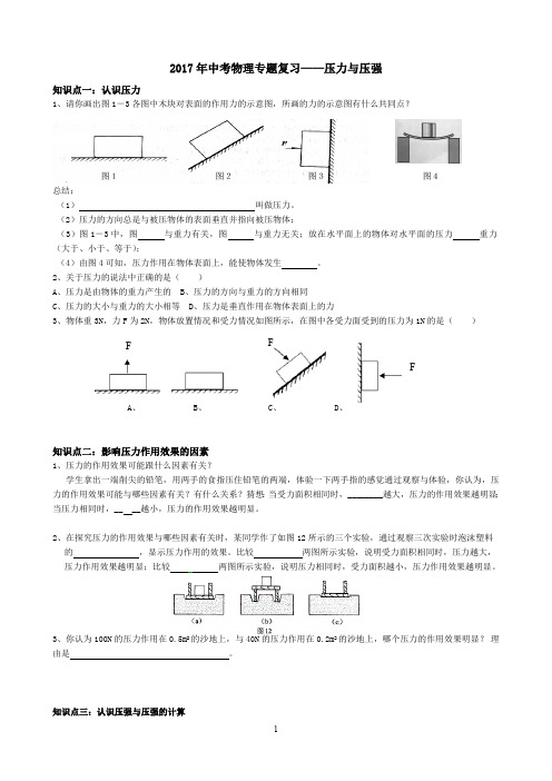 2017年中考物理专题复习——压力与压强(最新整理)