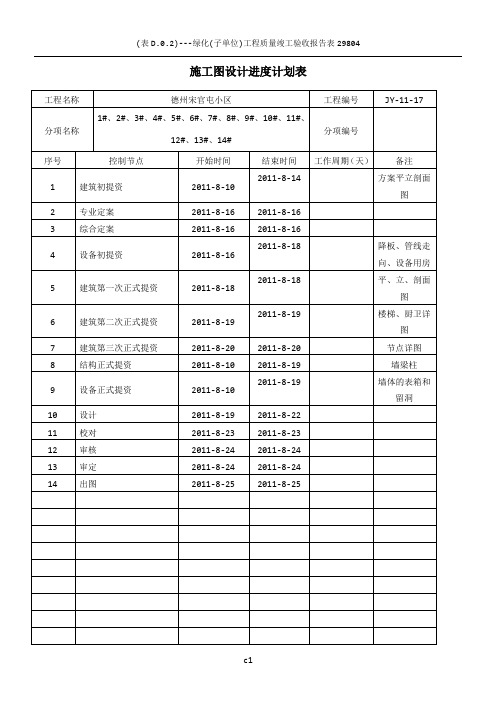 QSB02-3C施工图设计进度计划表