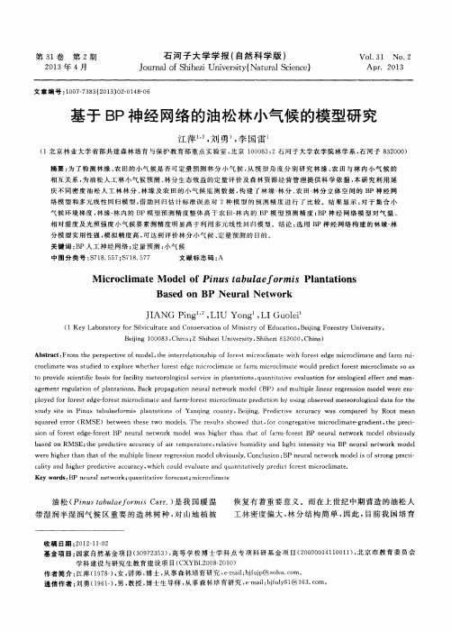 基于BP神经网络的油松林小气候的模型研究