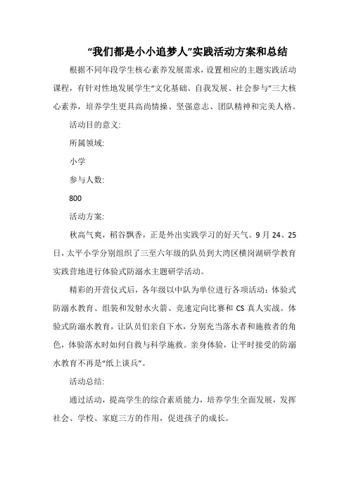 小学“我们都是小小追梦人”实践活动方案和总结.docx