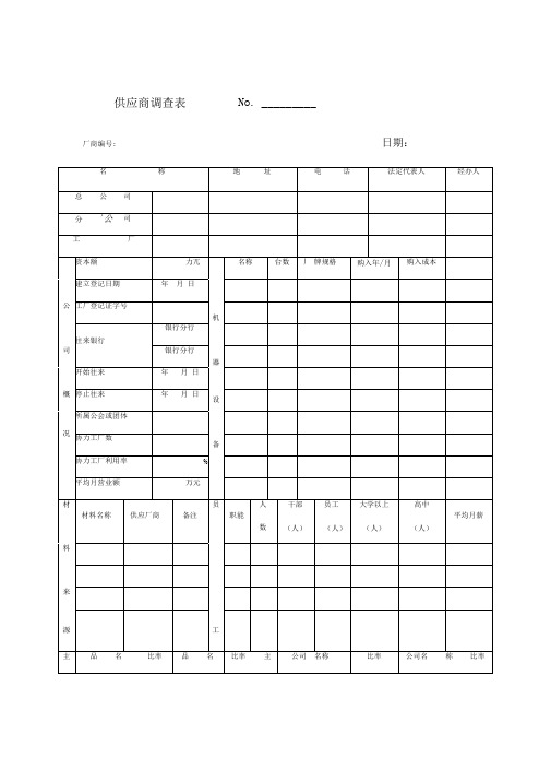 供应商情况分析调查记录表