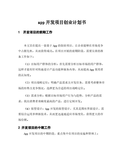 app开发项目创业计划书