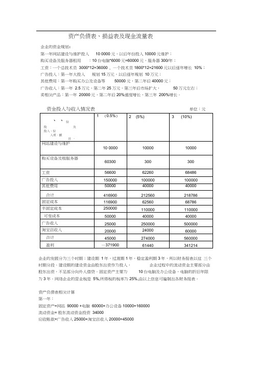 资产负债表及损益表